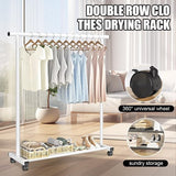 Kledingstang, kledingrek op wieltjes, stabiel kledingrek, de eenpolige 1,2 meter lange kleerhanger (wit)