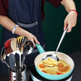 Roestvrijstalen skimmer, Berglander metalen zeef, keukenskimmer voor kookgerei met antiaanbaklaag, antiaanbaklaag en hittebestendig, vaatwasmachinebestendig, gemakkelijk schoon te maken