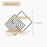 Wandrek, zwart, metaal, set van 2, moderne wandplanken, wanddecoratie, woonkamer, hout, zwevend rek