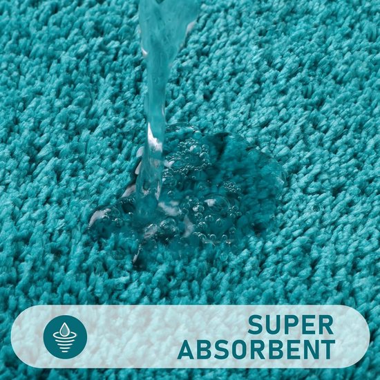 Microvezelbadmattenset, 3-delige antislip wasbare badmat en toiletmat, absorberende badkamertapijtset, turkoois