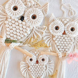 2 x Uil Macrame Muuropknoping Wanddecoratie Handgemaakt Boho Ornament Muurkunsthanger Woondecoratie Kantoor Woonkamer Slaapkamer Kinderkamer Ambachtelijke Decoraties