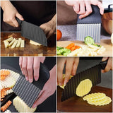 2 stuks gekleurd mes voor gekarteld snijden van roestvrij staal, golvend aardappelmes, golfmes, golfsnijmes voor groenten, fruit, fruit, aardappel, zwart