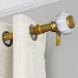 1" Diameter Adjustable Curtain Pole 72 to 144 Inch Golden Curtain Rod for 69 to 140 Inch Windows, Heavy Duty Adjustable Curtain Rod with Round Marble Finials