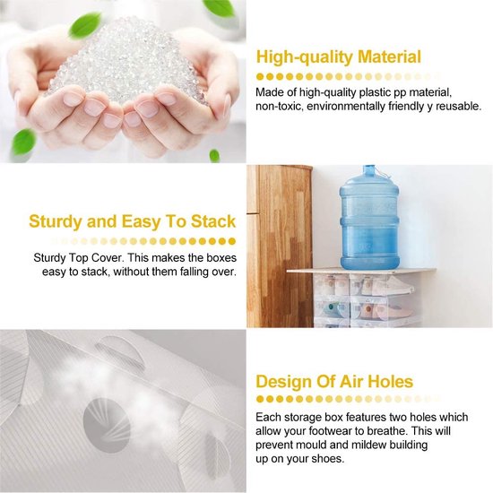 20 stuks schoenendozen, stapelbare opbergdoos, plastic schoenendoos, inklapbaar, transparant mooie organizer, ruimtebesparing, voor mannen en vrouwen, 28 x 18 x 9,5 cm