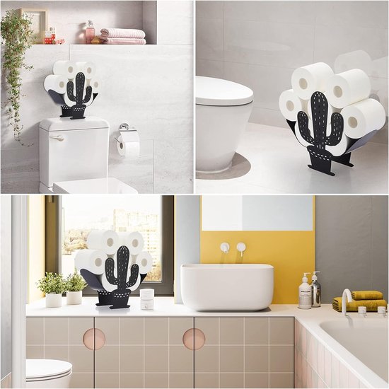 Zwart metalen toiletrolhouder Toiletrolhouder Wandmontage Decoratie voor badkamer Cactussen Plantvorm