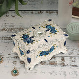 Vintage metalen sieradendoosje kleine opbergdoos voor ringen oorbellen ketting wit medium