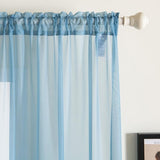 Voile-gordijn, transparant gordijn van voile, eenkleurig, met oogjes voor stang, luchtig deco-gordijn voor slaapkamer en woonkamer, set van 2, 175 x 140 cm (h x b), grijs blauw