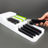 Fresh Mesorganizer voor 18 messen (wit), tweetraps voor de keukenlade of vrijstaand, bestekbak, opbergsysteem keuken, lade-organizer keuken, opbergen, keuken, 39 x 14 cm