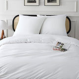 Beddengoed, 155 x 220 cm, katoen, wit, beddengoedsets 155 x 220 cm, dekbedovertrek, 3-delig met 2 kussenslopen 80 x 80 cm, Oeko-Tex beddengoed met ritssluiting