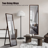 Geheel lange spiegels, staande spiegels met bruine lijsten bovenop hangend in de muur, grote lichaamsspiegels, decoratieve spiegels voor slaapkamer, badkamer, woonkamer, 40 x 150 cm, haaks