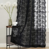 Black Curtains with Eyelets Lace Halloween Curtain Flowers Curtains Black Crochet Curtain Witch Curtains for Bedroom Living Room Dining Room Horror Decoration (W x H) 140 x 245 cm Set of 2