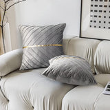 Kussenhoes, goudgrijs, fluweel, decoratief kussen voor woonkamer, 45 x 45 cm, bankkussen, luxueus zacht bankkussen, sierkussenhoes met verborgen ritssluiting, voor woonkamer, slaapkamer, set van 2