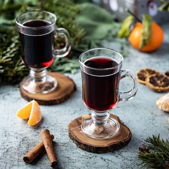 Onderzetters van hoogwaardig olijfhout naturel en onbehandeld rustiek rond diameter ca. 12 cm als set van 6 stuks