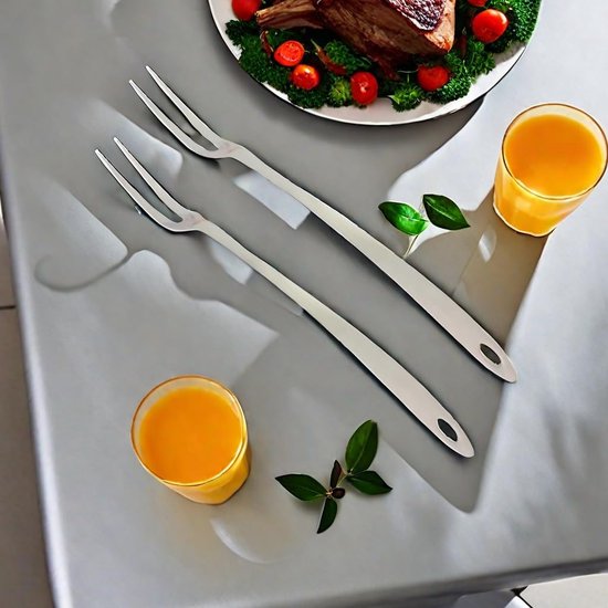 vleesvorken en grillvorken, roestvrijstalen grillvork braadvork worstvorken serveervork voor keuken braadgrill 33,5 cm (pak van 2)