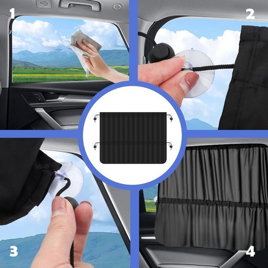 2 stuks zonwerende auto baby, hittewerende kinderzijruit, universele autozonneklep zijruit, zonwerende auto kinderen met UV-bescherming, universele elasticiteit zonneklep autonet, zuignap