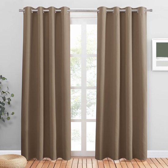 gordijn - curtain ondoorzichtig - opaque set van 2 gordijnen met ogen - set van 2 gordijnen met ringen decoratieve verduisteringsgordijnen voor woonkamer, slaapkamer - decoratieve verduisteringsgordijnen voor de woonkamer, slaapkamer