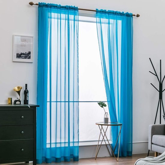 Voilegordijnen, 2-delige set, transparant, polyester, met lussen, luchtig, decoratief, voor slaapkamer en woonkamer