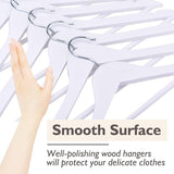 Kleerhangers van hout, 20 stuks, glad oppervlak, wit, 360 graden draaibaar en schoolterinkepingen, sterk en dun houten kleerhangers, geschikt voor volwassenen, 43,5 cm lang