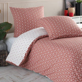 Puzzle beddengoed 135 x 200 cm, 4-delig, donkeroranje, ademend, renforcé beddengoedset met 2 x dekbedovertrek 135 x 200 cm + 2 x kussensloop 80 x 80 cm, bedlinnen donkeroranje