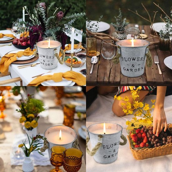 Citronella Kaarsenset, geurkaarsenset, 2 stuks, 100% sojawas, groot, decoratief en zomercadeau, perfect voor kamperen, grillen, picknicks, tuin, slaapkamer, binnen en buiten, 383 g/50 uur