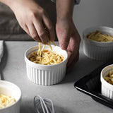 Creme Brulee Kommen 6 Set, 120 ml Non-stick Gecoate Soufflé Ramekins, Ovenvaste Souffle Ramekins, Ragout Fin Bowls, Ovenvaste Creme Brulee Kommen, Porselein Ramekins 8.9X4.4cm/Wit