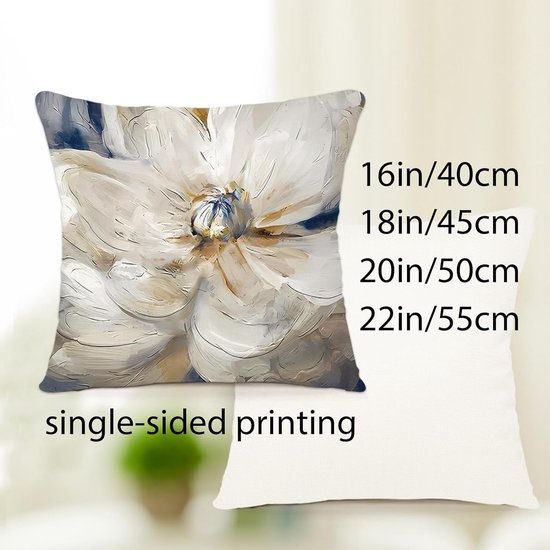 Bloemen Kussenhoes, 50 x 50 cm, set van 4 outdoor kussens, sierkussens, linnen, kussenhoezen, moderne abstracte bloemen kussenhoezen voor bank, woonkamer, sierkussen