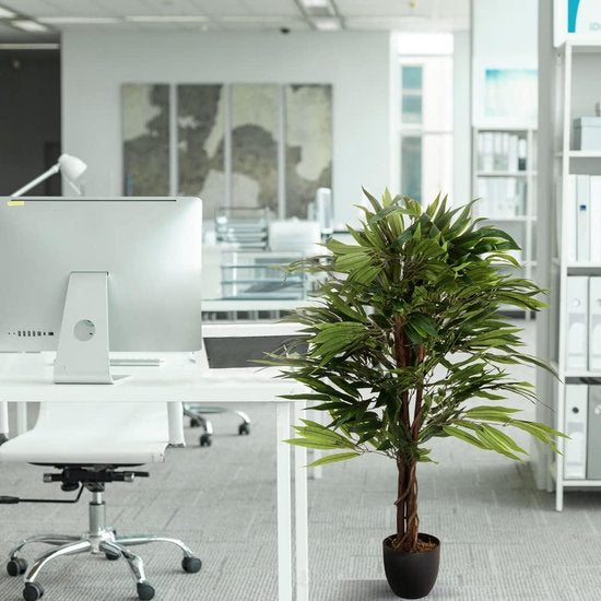 Kunstplant mango hoogte 130 cm groen 588 bladeren grote kamerplant mangoboom potplant boom kunstmatig