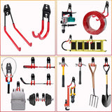 Wandhaken, garage, wandhaken, zware belasting, haken, 8 stuks, gereedschapshaken garage, opslag, dubbele haken voor het organiseren van elektrisch gereedschap, ladders, fietsen, skateboard, rood