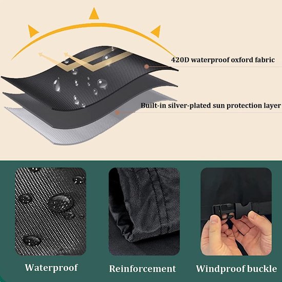 Afdekking voor tuintafel, 600D-afdekking, tuintafel, tafelafdekking, outdoor, weerbestendig, afdekking, tuinmeubelen, winterbestendig, afdekzeil, tuintafel, 200 x 100 x 15 cm