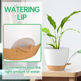 20 cm plantenpotten met irrigatielip, zelfbewaterende plantenpotten met afvoergaten en uitneembare onderzetter, kunststof plantenpotten voor binnen en buiten, wit, set van 2
