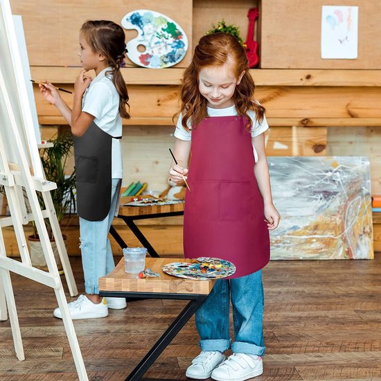 Kinderschorten met tassen, 2 kinderkookschorten, jongens en meisjes schilderschorten, verstelbare kinderschorten, keuken koken tuin schorten, geschikt voor het bakken en knutselen schilderen (7-13 jaar)