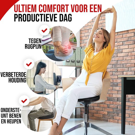 Zitkussen orthopedisch voor bureaustoel, lendenkussen voor stoel, zitkussen auto, rugkussen bureaustoel - rugkussen van traagschuim, wasbare hoes