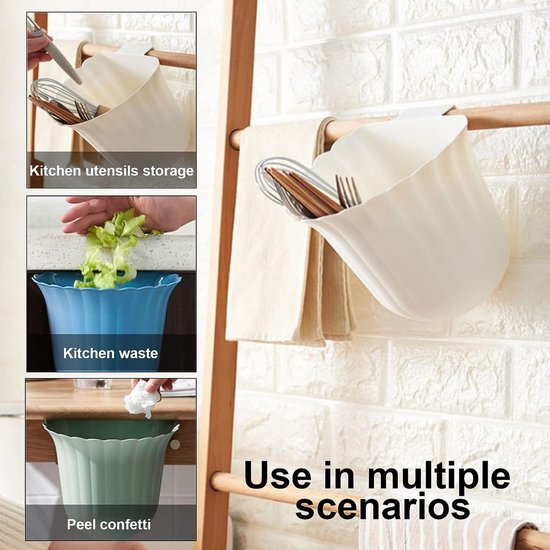 2 stuks keukenkast, hangende afvalcontainer, opvangbak voor keukenafval, opvangbak voor keukenafval om op te hangen, voor huishoudelijk afval opslag, hangende afvalcontainer (wit)