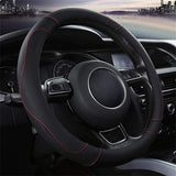 Auto Stuurhoes Stuurwielbeschermer Stuurhoes Microfiber Leer Universeel 37-38cm/15 Antislip Ademend Duurzaam (zwart)