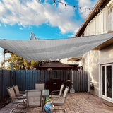 Zonnescherm, bescherming tegen de zon, set inclusief bevestigingskoorden, rechthoekig, waterafstotend, polyester, geïmpregneerd, 95% UV-bescherming, Voorruit, weerbestendig, 3 x 4 m, voor balkon, tuin, Terras, grijs