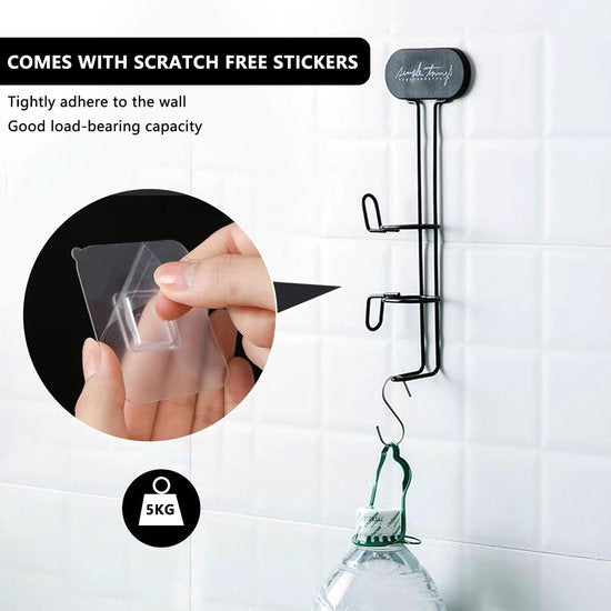 Stijltang, wandhouder, houder voor stijltang, krultang, metalen wandhouder, zonder boren voor stijltang, stijltang, stijltang, stijltang, zwart