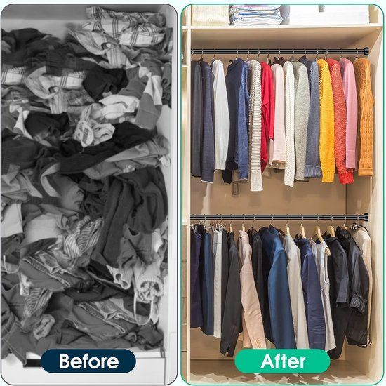 Garderobestangen, uittrekbare kledingstang, 35-60 cm, kledingstandaard, garderobestang en accessoires voor het ophangen van kleding voor de slaapkamer.