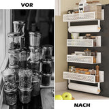 magnetische kruidenrek-organizer, 4 stuks koelkastmagneet kruidenrek, voor kast, koelkast, ruimtebesparend, keukenorganisatie voor kruidenpotjes en kruidenflessen (wit)