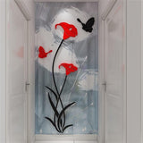 Muurtattoo Bloem 3D DIY-muursticker voor woonkamer muursticker voor slaapkamer wanddecoratie voor bankachtergrond TV-muurachtergrond (59 x 31 in, rood)