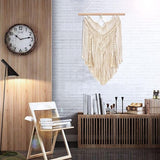 Macramé wandbehang boho deco geweven wanddecoratie wandtapijt Boheems tapijt geweven huisdecoratie chic woondecoratie geschenken appartement slaapzaal kamerdecoratie (White-Vlong)