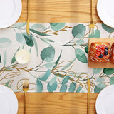 Groen goud eucalyptus lente tafelloper 40 x 140 cm, outdoor tafelloper, weerbestendig, zomer tafel runner afwasbaar natuur landhuisstijl decoratie tafel loper buiten feest