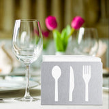 Servethouder voor de tafel, zilverkleurige rechtopstaande zakdoekdispenser, moderne tafeldecoratie, servethouder