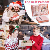 Manicure set, 26-delige professionele nagelknipper set, roestvrij staal nagelset gereedschap voor manicure en pedicure, nagelriemreiniging, geavanceerd ontwerp met ritssluiting, roze