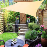 Sun sail, waterproof, 2 x 3 metres, sun protection, waterproof, UV protection, breathable, garden, balcony and patio, camping, outdoor, weather-resistant, including mounting ropes, cream