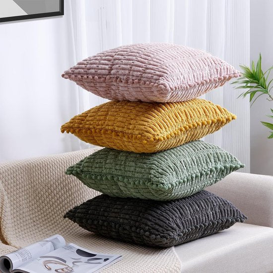 Set van 2 kussenslopen, 40 x 40 cm, corduroy fluweel, sofakussen, zachte kussenhoezen, boho-kussenslopen, sierkussen, moderne kussens, decoratie voor bank, slaapkamer, thuis, aut