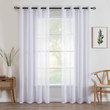 Set of 2 Sheer Voile Curtains with Eyelets, Transparent, Airy Decorative Polyester Curtain for Living Room, Bedroom, 140 x 225 cm (W x H), Grommet Top, White