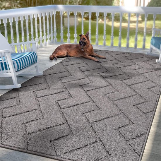 Deurmat voor binnen en buiten, wasbaar, binnentapijt, vuilvangmat, antislip, deurmat voor ingang, patio, hal, tuin, binnen en buiten (grijs, 119 x 180 cm)