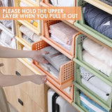 Set van 4 stapelbare opvouwbare opbergdozen voor kledingkast, kunststof kledingkast, kast, organizer, box, uittrekbaar als een lade, geschikt voor thuis, slaapkamer, keuken (groen)