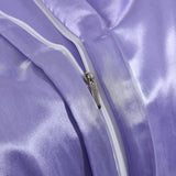 Lavendel zijden satijnen beddengoedset, dekbedovertrek 155 x 220 cm met kussensloop 80 x 80 cm, antraciet, 2-delige beddengoedset met ritssluiting