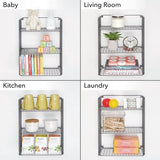 Opvouwbare badkamerplank met 3 niveaus - Praktische ophangplank van metaaldraad voor wandmontage - Draadplank voor badhanddoeken, shampoo enz. - Grijs